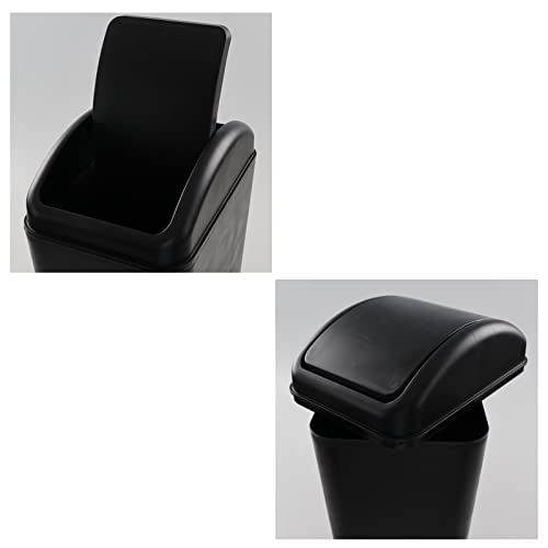 Image of Farmoon 3.5 Gallon /14 L Slim Swing Lid Trash Can for Office Study Bathroom | Small, Black Garbage Bin