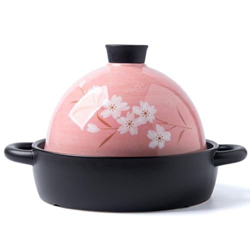 Olla de cerámica para tajín, olla de cocción lenta de 1,9 L para una cocina saludable, diseño de estilo japonés