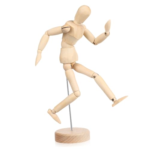 IWOWHERO Artistic Mannequin Figure Movable Joints for Painting Wooden Dummy Stand Mini Statue