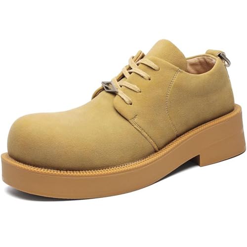 Men's Lace Up Suede Oxford Dress Shoes Platform Round Toe Old Fashion Casual Derby Shoes