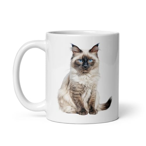Tasse Chat Sacré de Birmanie – Mug Chat Réaliste – Tasse Chat 325 ml – Cadeau Chat Original – Mug Amoureux des Chats (Sacré de Birmanie)