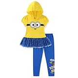 Minions Bob Girls Cosplay Hooded Shirt with Tulle and Legging Pants Set for Toddler and Big Kids