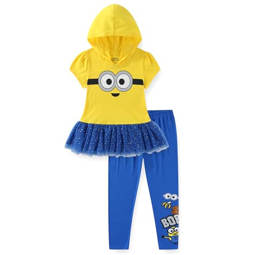 Minions Bob Girls Cosplay Hooded Shirt with Tulle and Legging Pants Set for Toddler and Big Kids