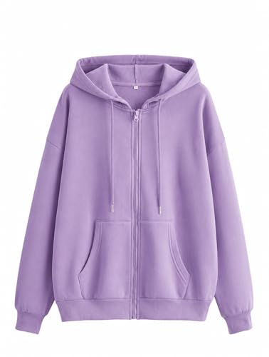 Image of Rabboni Women's Solid Zip-Up Hoodie Jacket | Full Sleeve Hooded Sweatshirt with Kangaroo Pockets | Casual Winter Wear Hoodie for Women