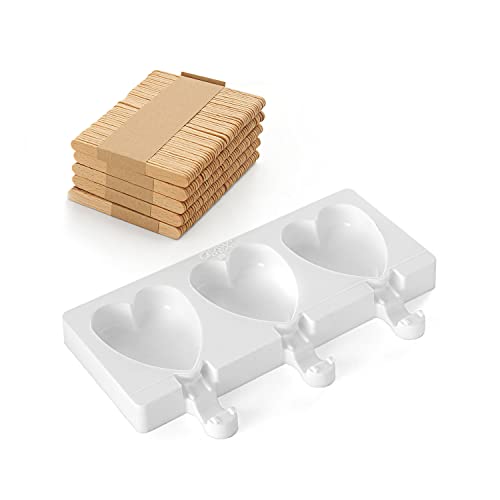 Silikomart GEL03M Juego de moldes de Silicona para Helado, diseño de corazón, Blanco, Mini...