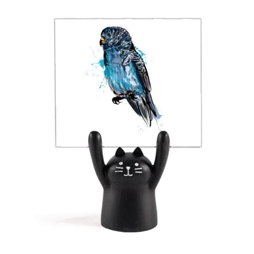 Support de mémo art déco perroquet noir et bleu pour cartes et photos