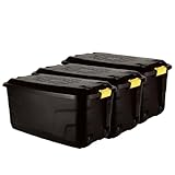 Strata 145L Heavy Duty Wheeled Storage Boxes - 3 Pack, Ideal for Home, Garage, Workshop Storage