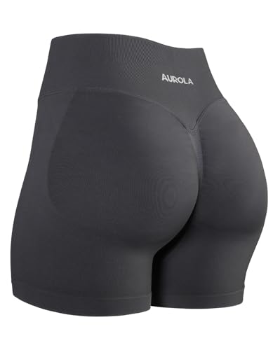 Image of AUROLA Influence Workout Shorts for Women,2.5 3.5 4.5 5.5 6.5 No Roll Up Squat Proof Scrunch Seamless Compression Gym Short
