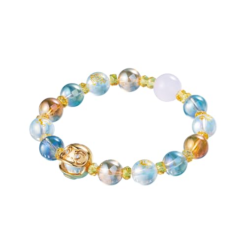 Japan money luck feng shui Daruma bracelet wealth friendship Japanese traditional lucky charm good fortune unisex 6-8 inches stretch