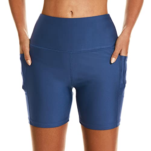 Image of HODOSPORTS Women's 3'' /5'' /7'' /9'' /12'' Swim Board Shorts UPF50+ High Waisted Quick Dry Swimsuit Bottoms with Pockets Liner
