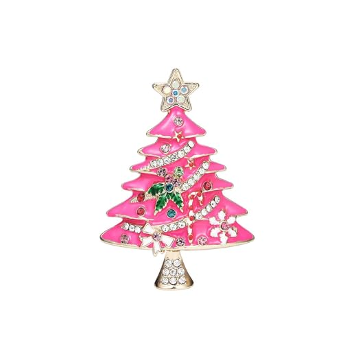 Image of Christmas Brooch Pins Crystal Christmas Tree Snowflake Jingle Bell Reindeer Enamel Brooches Holiday Party Gift for Women