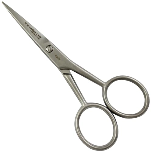 Tenartis 167 Ciseaux Barbe et Moustache 10 cm Acier Inox avec Etui en PVC - Fabriqué en Italie