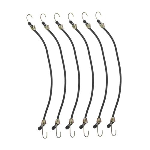 Housoutil Heavy Duty Outdoor Straps 6pcs Small Rubber Bungee Cords with Hooks Package Fastening for Camping