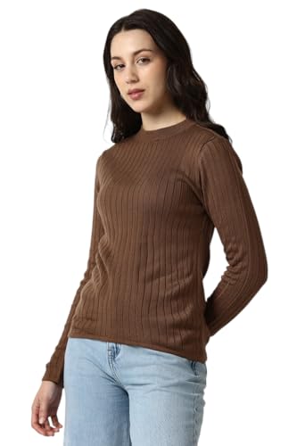Image of Van Heusen Women's Round Neck Solid Knit Top|Full Sleeve Casual winterwear