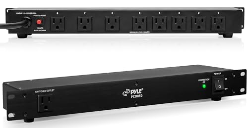 Pyle 150J Surge Protector Power Strip - 9 Outlet - 15 Amp - 1U Rack Mount with AC Filter - Heavy...