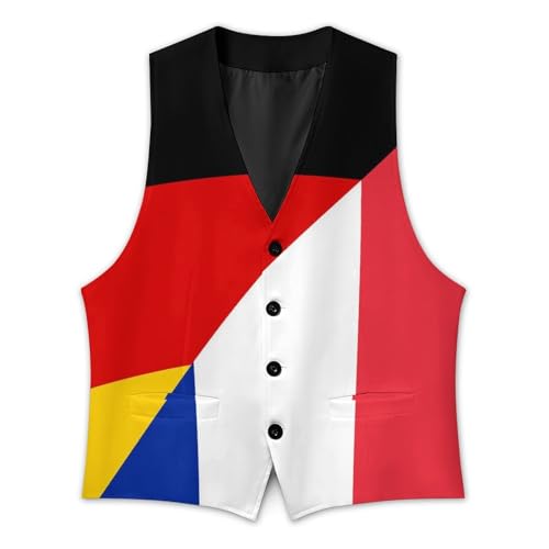France And Germany Flag Trendy Vest Suit for Men V Neck Formal Dress Waistcoat Vests Business Slim Fit2