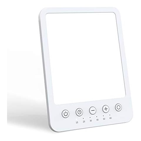 Magicteam Therapy Sun Lamp 10000 Lux LED White Warm Light with 10 Adjustable Brightness and 7 Timer with Memory Function and 2 Flexible Placement Cover