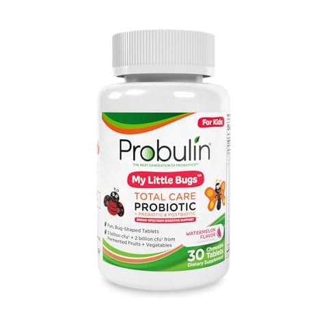 Probulin Total Care My Little Bugs Prebiotics + Probiotics + Postbiotics - 5 Billion CFU - 15 Probiotic Strains, 30 Chew Tablets Cover