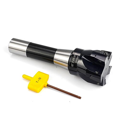 Image of Indexable End Mill with 5 Pcs APKT1604 Carbide Inserts, 2 inch Cutting Diameter, 6-1 /8 inch Overall Length, 90 Degree, R8 Shank, 5 Flutes