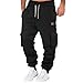 Mens Fashion Joggers Sports Pants, Casual Elastic Waist Cargo Sweatpants Hiking Outdoor Gym Trousers Mens Long Pant Black