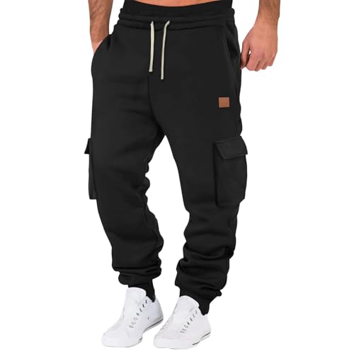 Baggy Sweatpants for Men Elastic Waist Soft Athletic Workout Cargo Joggers Pants Fall Casual Loose Running Trousers