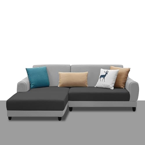 Image of Kraven LHS 4 Seater L Shape Sofa Set for Living Room (Black Grey Fabric) Premium Fabric Sofa