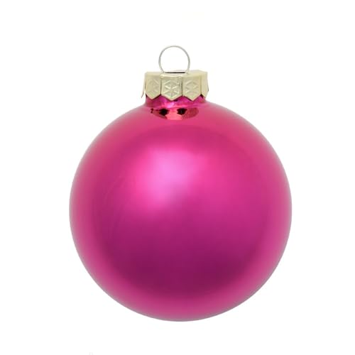 12ct Shiny Raspberry Pink Glass Ball Christmas Ornaments 2.75