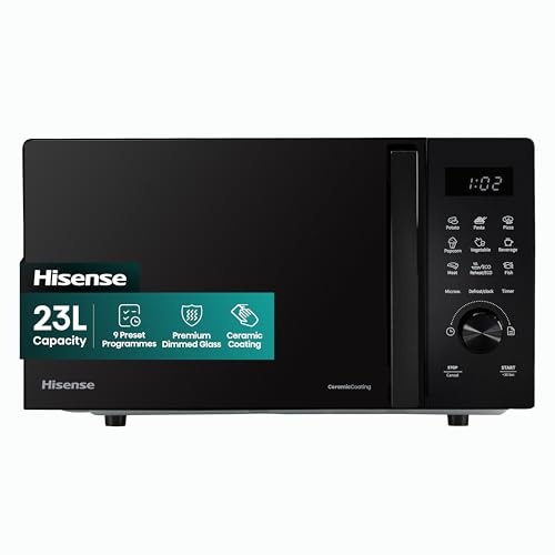 Hisense H23MOBSD1HUK 23 Litre 800W electronic Microwave with Auto Defrost, Digital Display, Smart...