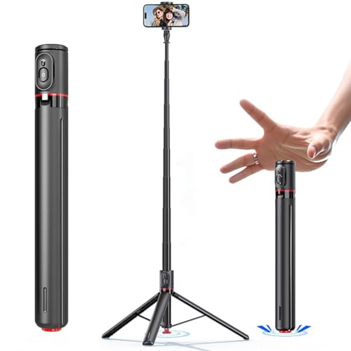 Image of Kratos K15 Auto Open Long Selfie Stick Tripod Stand 69 inch /177cm, 360 Rotatable, One Piece Design Portable Travel Tripod for Vlog /Video Recording, Auto Pop Open for Hands-Free Photo & Live Video Shoot