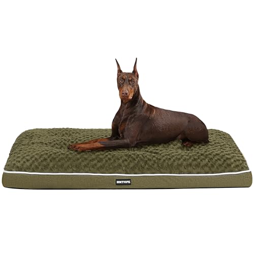 HMTOPE Cuccia ortopedica per cani con design a due bastoni, lavabile, per cani di taglia grande, 120 cm, colore: verde oliva
