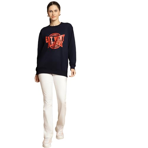 Image of Mack Jonney Printed Round Neck Cotton Fleece Sweatshirt for Women-MACK32471
