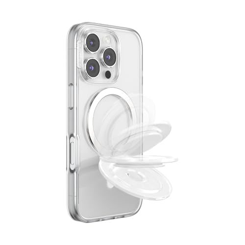 Image of PopSockets Kick-Out Grip for MagSafe, Adjustable Kickstand for Portrait or Landscape, Magnetic Stand, White - Glossy White