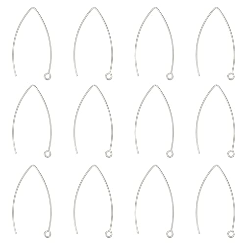 UNICRAFTALE about 100pcs V-shape Earring Hooks Stainless Steel Earring Wire Fish Hooks Metal Earring Wires with Hole for DIY Jewelry Making Stainless Steel Color 41mm Long