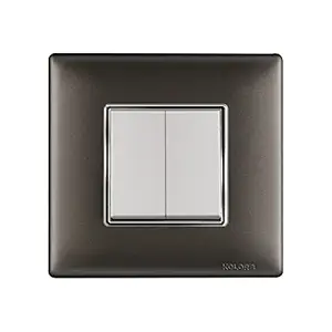 Kolors 2 Module, Modular Switch Plate [Cover Plate] with Silverline, with inner plate (Satin Carbon Black) [KOSMIK], Compatible only with KRAFT & KOSMIK Switches