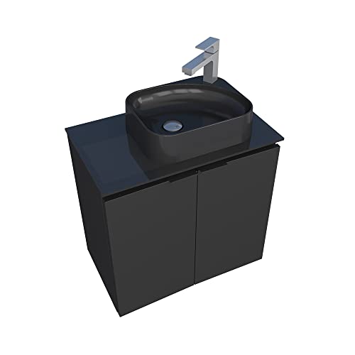 Cozimax Vanity Umbu 24", Floating Bathroom Steel Vanity And Cultured Marble Sink #TOP3