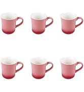 TUSIMI Porcelain Fluted Mugs - 13 Ounce for Coffee, Tea, Cocoa, Cold Assorted Colors Dishwasher a...