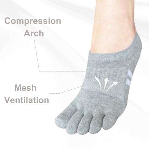 Image of soxsense Cushion No Show Toe Socks For Women Five Finger Socks Low Cut Athletic Running Socks 4 Pairs