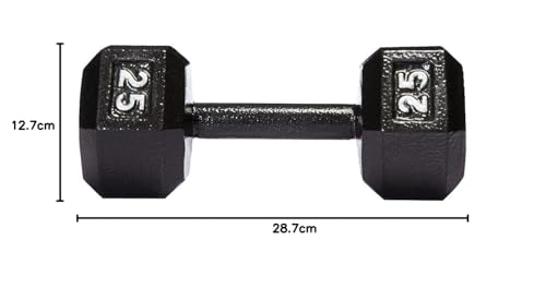 Image of AmazonBasics Cast Iron Hexagon Dumbbell, 11.3 Kgs (25 pounds) | Black