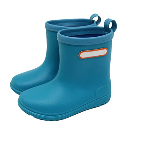EnJoCho 1 to 10Years Little Kid Easy On Rain Shoes Boots for Toddler Kids Short Rain Boots Lightweight Rainy Day Shoes (Blue, 12 Little Child)4