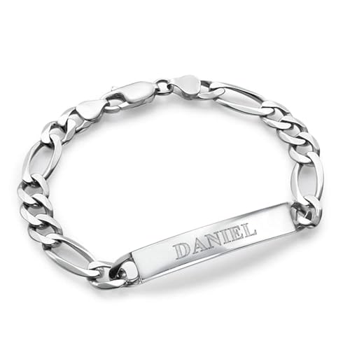 Personalized 925 Sterling Silver Amigo ID Bracelet with Custom Inscriptions - Father's Day Jewelry Gift for Men, Him - Pre-Made Names & Custom Your Own - Diamond Option by MYKA