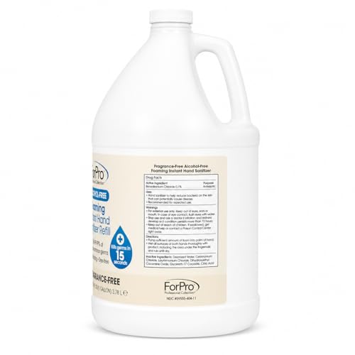 Image of ForPro Alcohol-Free Foaming Instant Hand Sanitizer, 1 Gallon Refill (Pack of 4) - Moisturizing, Dye-Free Formula, Fragrance Free