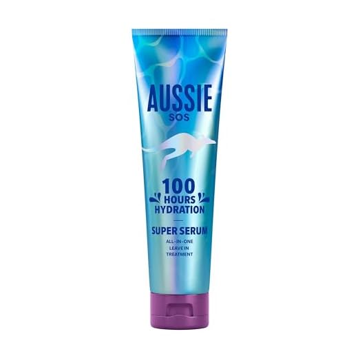 Aussie SOS Super Serum All In One Tratamiento Leave-In 160ml, 100Horas De Hidratación Para Pelo Seco Y Estresado. Hidrata Y Desenreda Al Instante. Previene Las Puntas Abiertas Y Aumenta El Brillo
