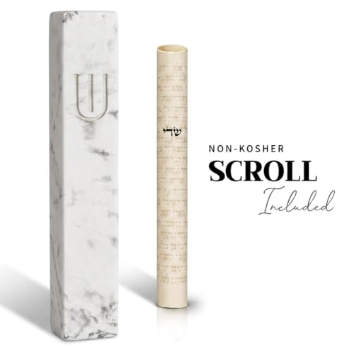 Image of SURI Mezuzah for Door with Scroll - 6 Inch Modern Mezuzah Case with Non Kosher Scroll Included, Fits up to 5 inch Scroll, Easy Adhesive Installation, Gift Box Included