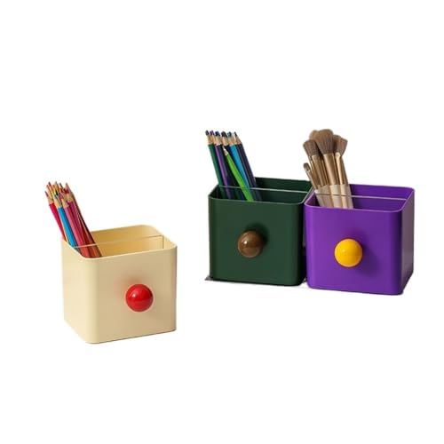 Pot à crayon en céramique jaune design bille pour bureau moderne - 5