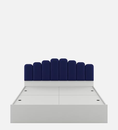 Image of Castle King Size Box Bed, Engineered Wood, Navy Blue Finish | Sturdy & Stylish | Knock-Down Delivery | 36 Months Warranty