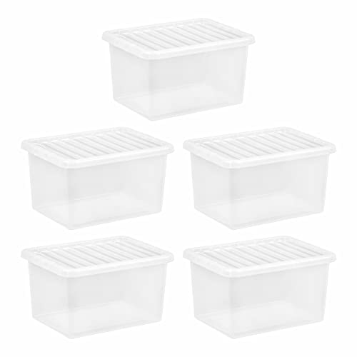 JMS Clear Plastic Storage Boxes 25L, Pack of 5