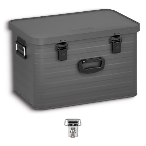 Enders Aluminiumbox TORONTO 63 L Grey mit Schloss - Alubox 1 mm Wandstärke, spritzwasserdicht, stapelbar - Alukiste, Metallbox mit Deckel - Transportbox, Werkzeugkiste, Lagerbox