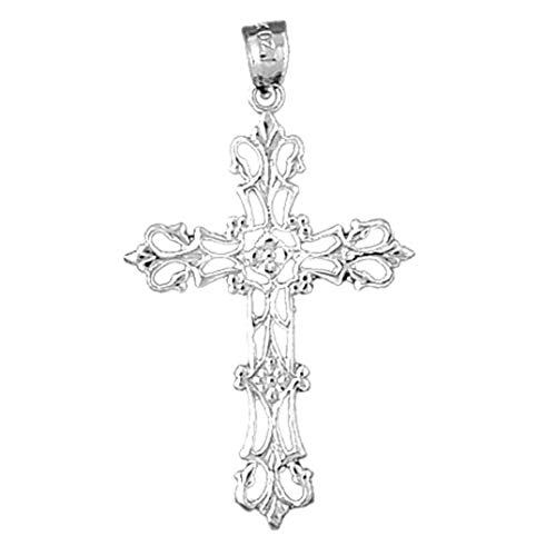 Jewels Obsession Floral Cross Earrings | 14K White Gold Floral Cross Lever Back Earrings - Made In Usa #TOP2
