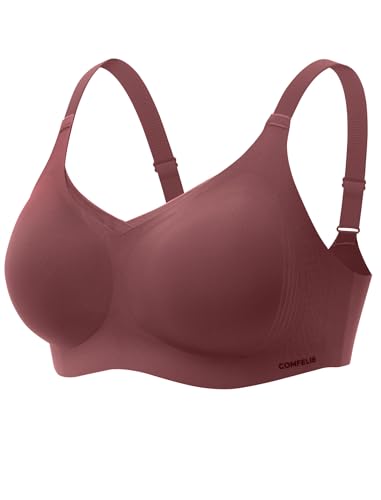 Image of COMFELIE Women No Underwire Bra Comfy Seamless Bras Full Coverage Mesh Bralette with Adjustable Contrast Color Strap S-4XL
