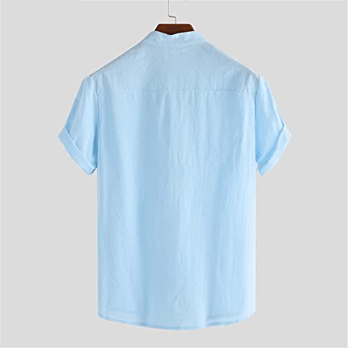 Chemise décontractée pour homme type chemisette d'été en coton manches courtes jaune